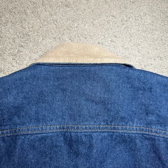 Wrangler Denim Jacket Mens 46 Blue Blanket Lined Western Tucker Corduroy Vintage - Picture 10 of 13